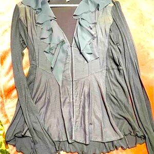 Elegant Gray Ruffled Women's Top by Tiny from Anthropologie